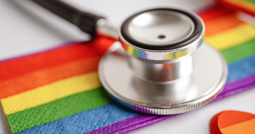 rainbow flags with stethoscope