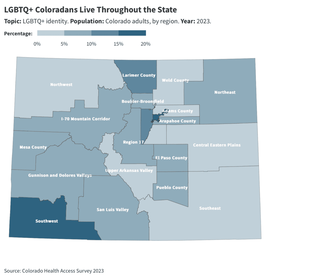 LGBT population map of Colorado from the 2023 CHAS